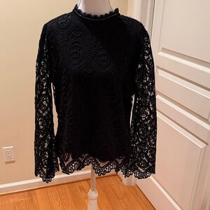 Ultra Pink Black Lace Blouse